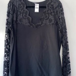 Plus Size 3x Black scalloped and lace shirt